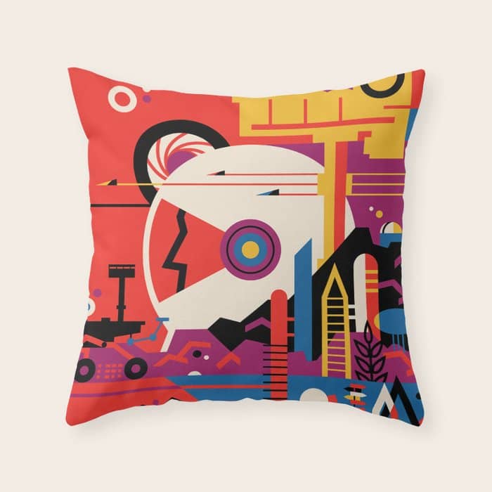 Nasa Retro Space Travel Poster #9 Mars Throw Pillow