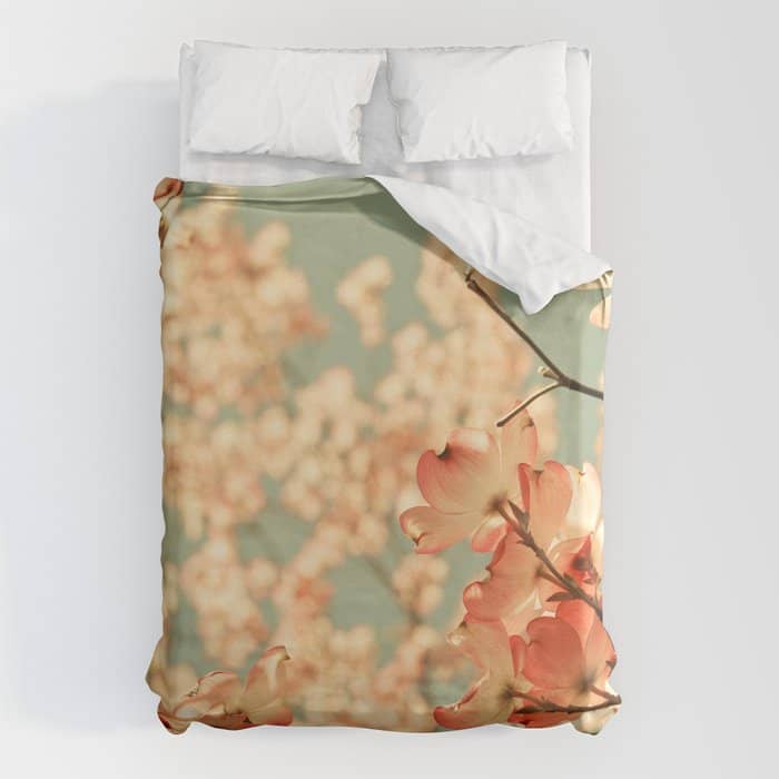 Pink Flowers On A Spring Day Duvet Cover