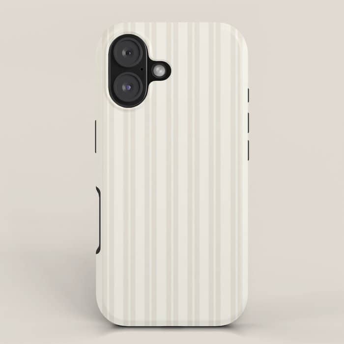 Pale Neutral Classic Double Stripe Pattern  Iphone Case