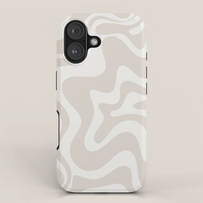 Liquid Swirl Contemporary Abstract Pattern In Mushroom Cream Iphone Case