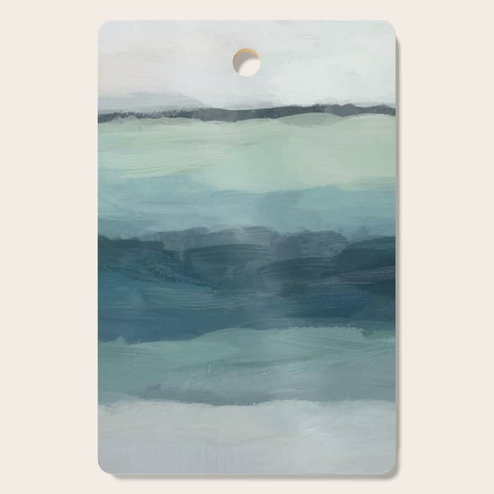 Sea Levels - Seafoam Green Mint Navy Blue Abstract Ocean Art Painting Cutting Board