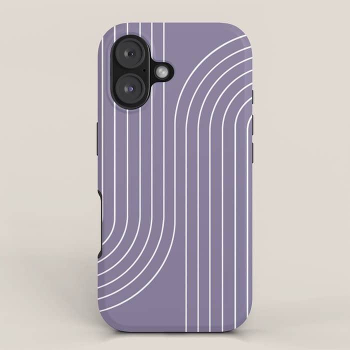 Minimal Line Curvature Xxiii Lavender Purple Mid Century Modern Arch Abstract Iphone Case