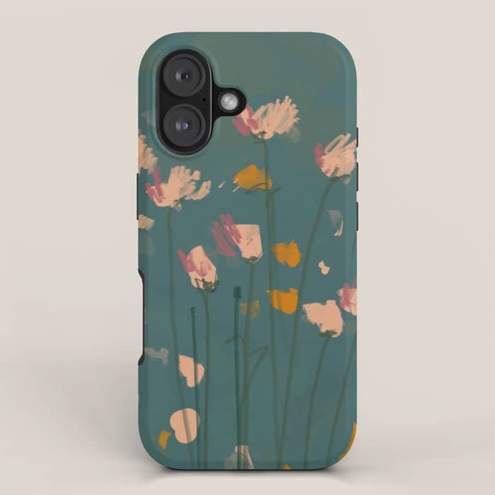Pastel Floral On Emerald Green Iphone Case