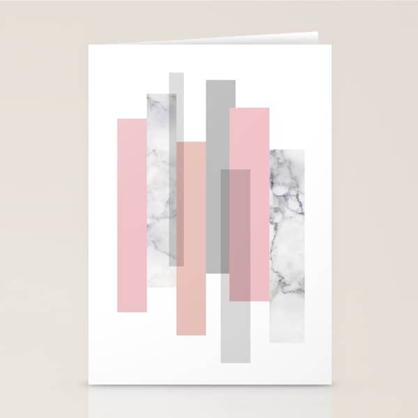 Stripes In Blush And Marble Stationery Card