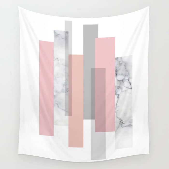 Stripes In Blush And Marble Wall Tapestry