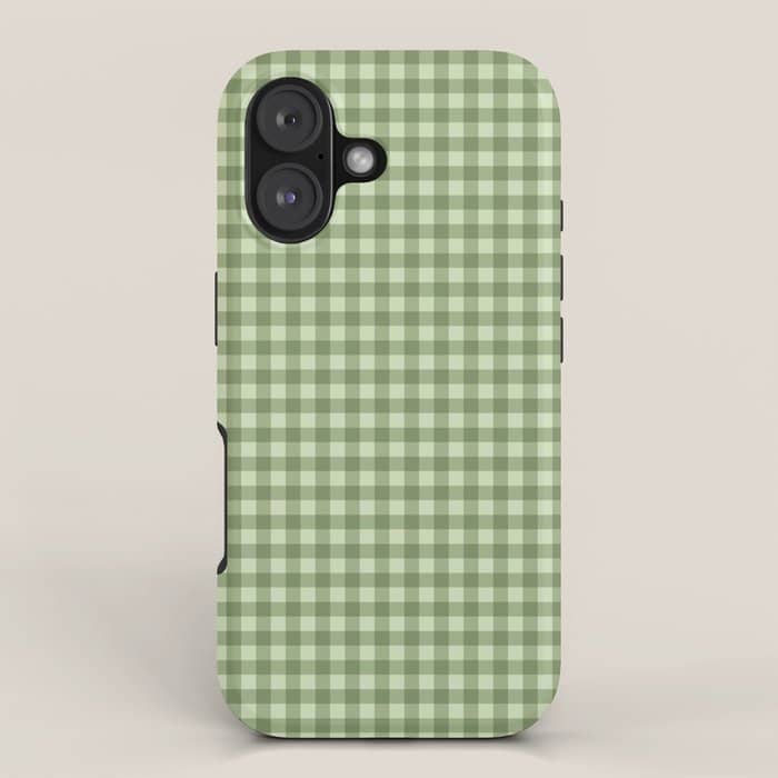 Gingham Plaid Pattern - Natural Green Iphone Case