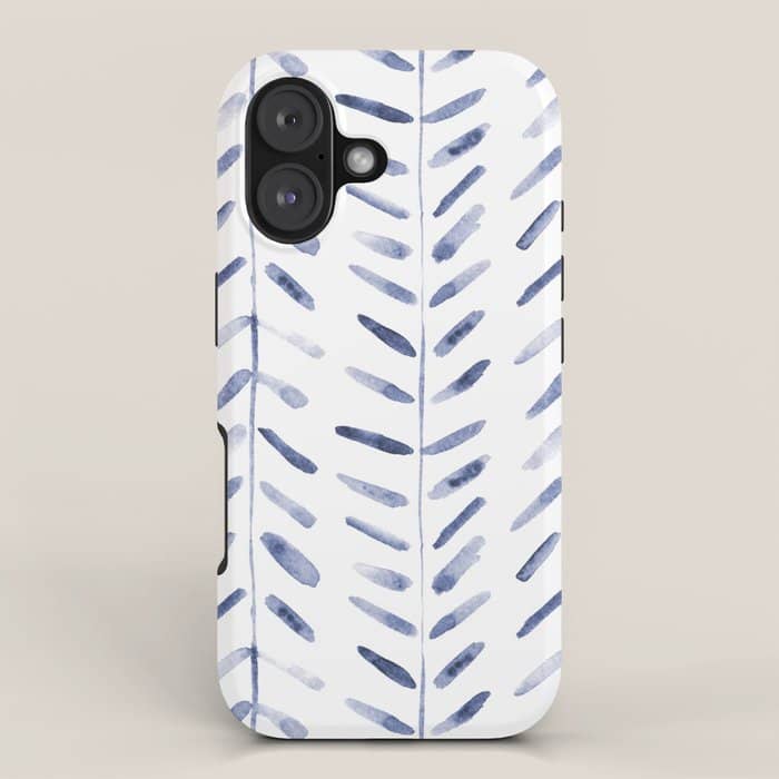 Indigo Cuteness - Watercolor Abstract Herringbone Iphone Case