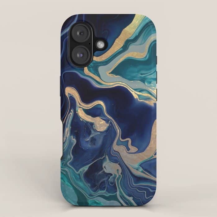 Dramaqueen - Gold Indigo Marble Iphone Case