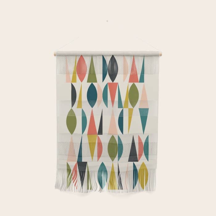 Mid Century Modern Abstract Colorful Shapes Funky Cool Minimalist Pattern Wall Hanging