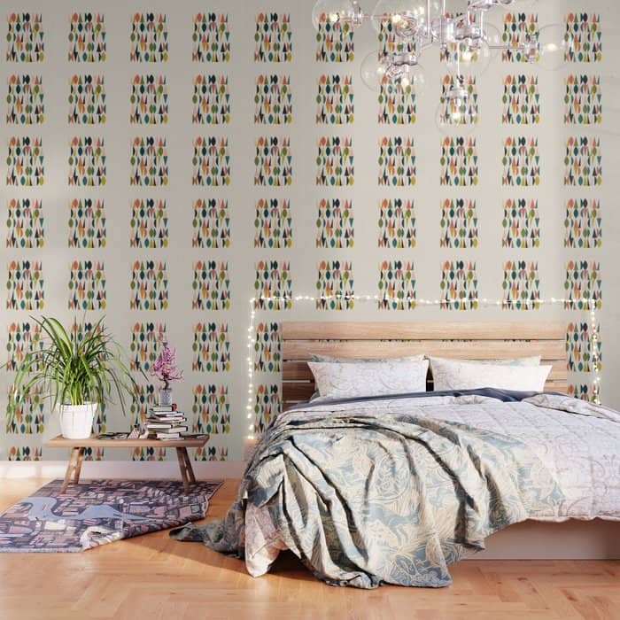 Mid Century Modern Abstract Colorful Shapes Funky Cool Minimalist Pattern Wallpaper