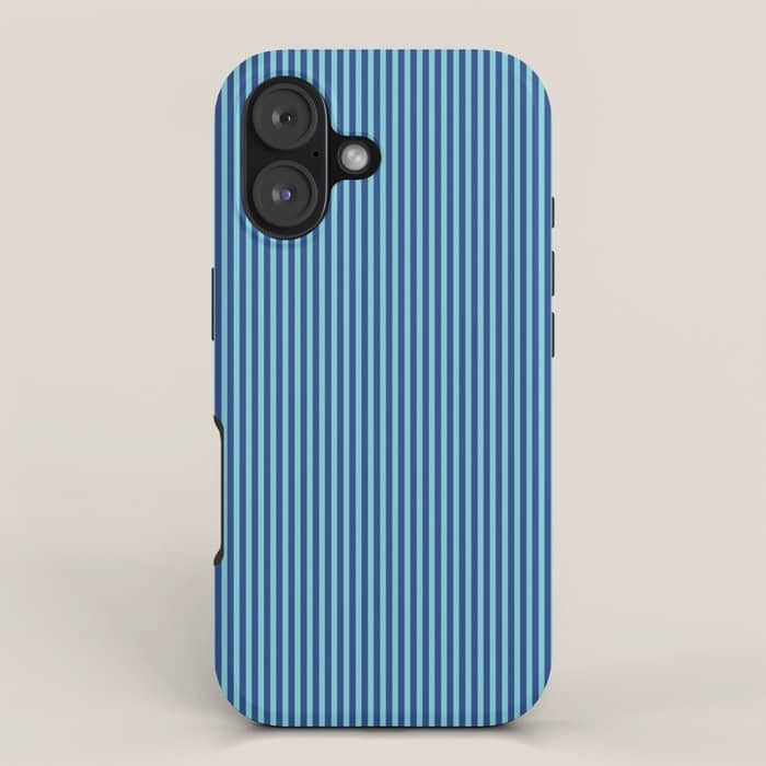 Ultra Fine Stripe Narrow Vertical Pinstripe Pattern In Double Blue Iphone Case