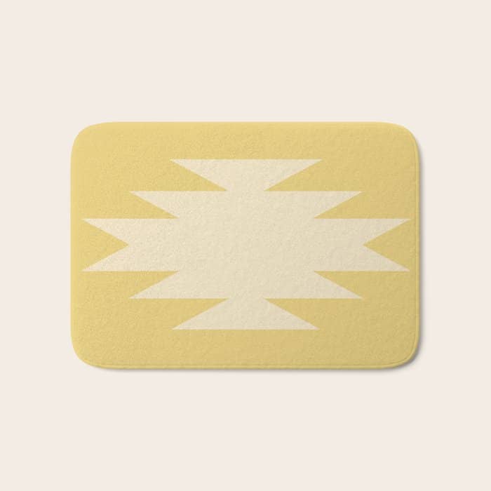Geometric Southwestern Minimalism - Bright Golden Yellow Bath Mat