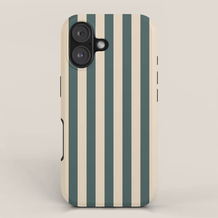 Green And Cream Vertical Stripes Iphone Case