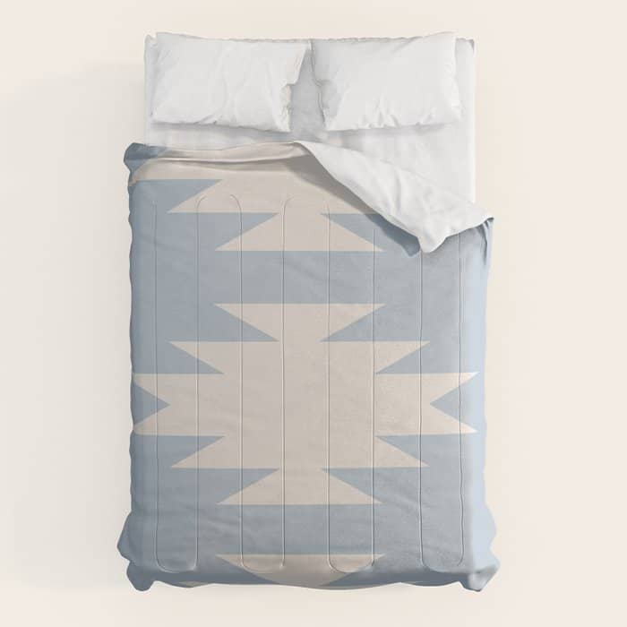 Geometric Southwestern Minimalism - Soft Sky Blue Comforter