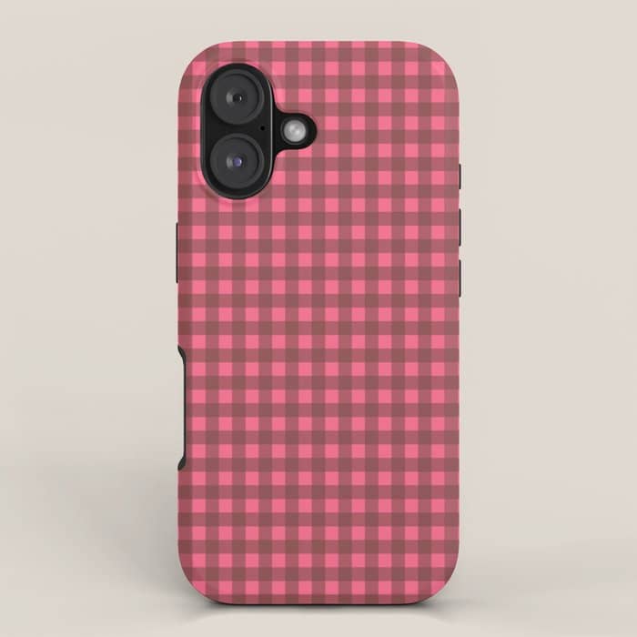 Gingham Check Eclectic Plaid Pattern In Brown And Pink Iphone Case
