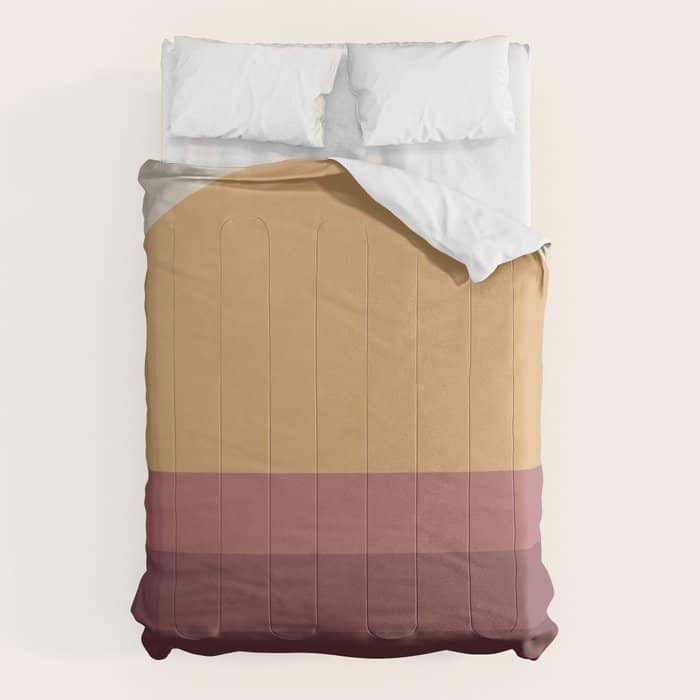 Minimal Retro Sunset Sunrise - Burgundy Ruby Red Comforter