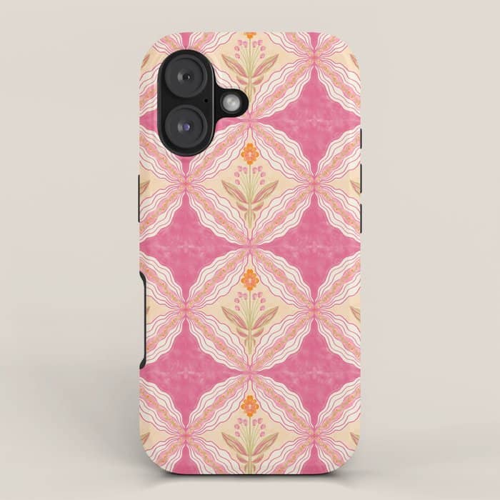 Delicate Floral Mandala Pattern In Pink And Peach Hues Iphone Case
