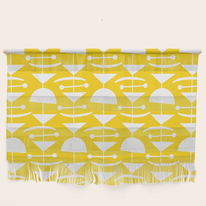 Retro Mid Century Modern Abstract Mobile 652 Yellow Wall Hanging