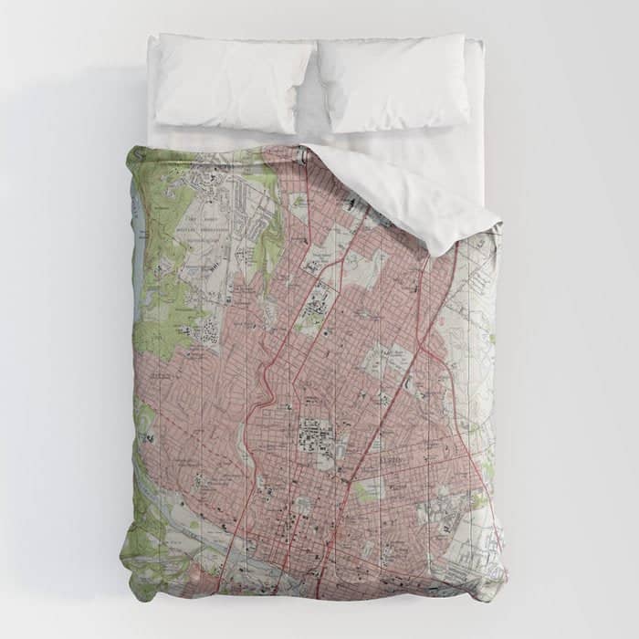 Vintage Map Of Austin Texas (1955) Comforter