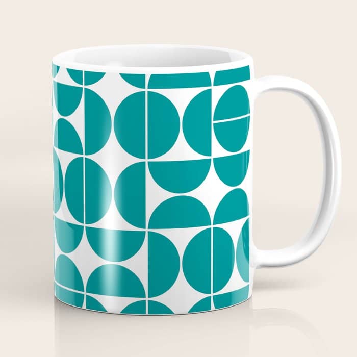 Mid Century Modern Geometric 04 Teal Coffee Mug