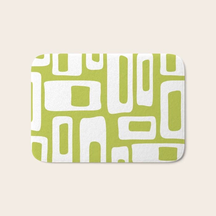Retro Mid Century Modern Abstract Pattern 335 Chartreuse Bath Mat