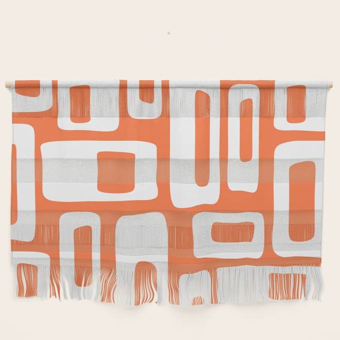 Retro Mid Century Modern Abstract Pattern 335 Orange Wall Hanging