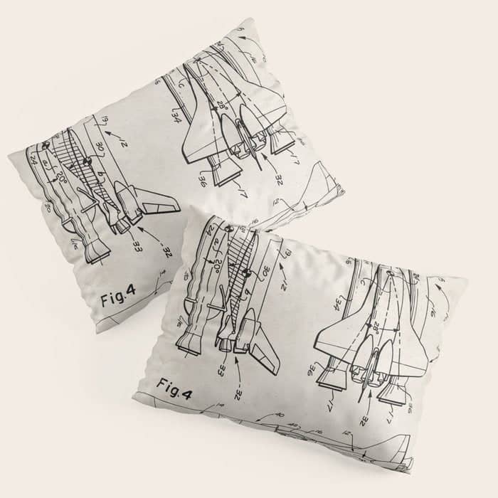 Nasa Space Shuttle Patent - Nasa Shuttle Art - Antique Pillow Sham