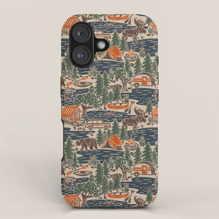 North Country Summer - Classic Blue, Green, Brown, And Red Iphone Case
