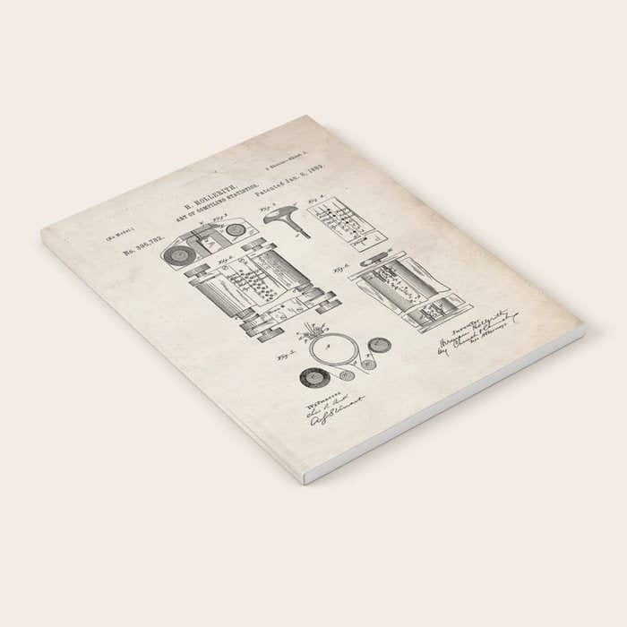 First Computer Patent - Technology Art - Antique Notebook