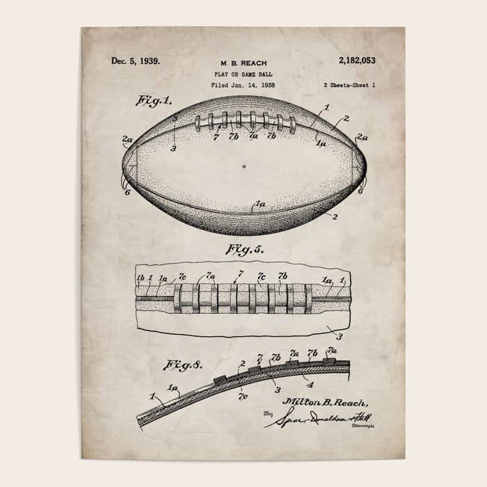 Football Patent - American Football Art - Antique Poster