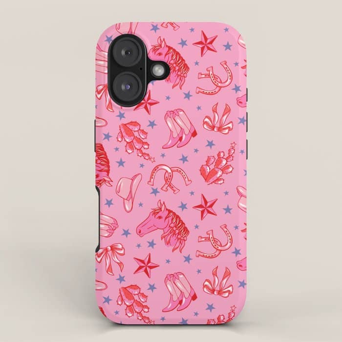 Cowgirl Christmas - Pink And Red Iphone Case