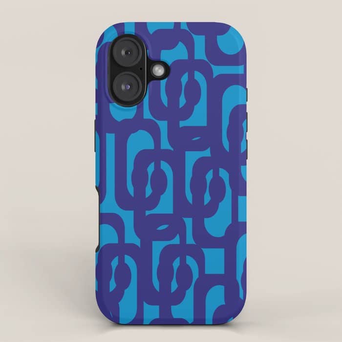 Very Blue Contemporary Mid Century Modern Loops Abstract Pattern Iphone Case