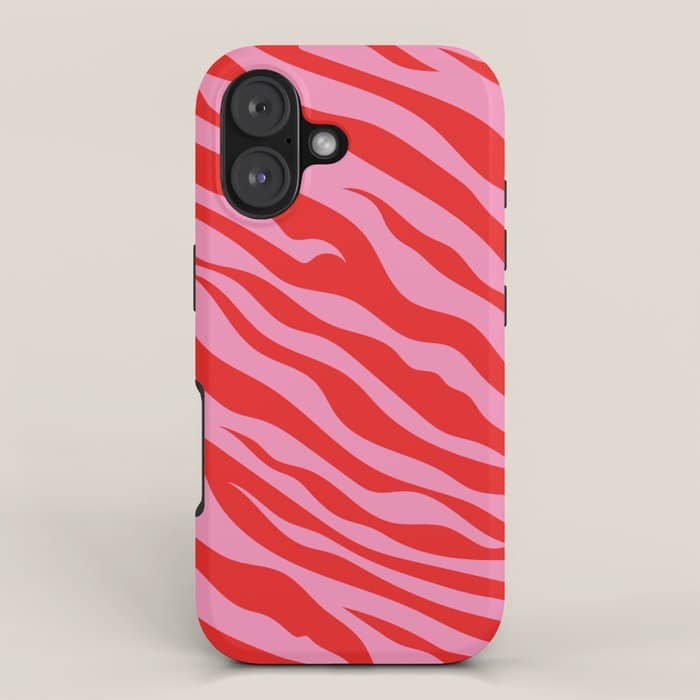 Zebra Animal Print (Pink & Red) Iphone Case