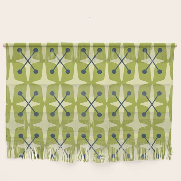 Mid Century Modern Atomic Starburst Pattern 541 Green Wall Hanging