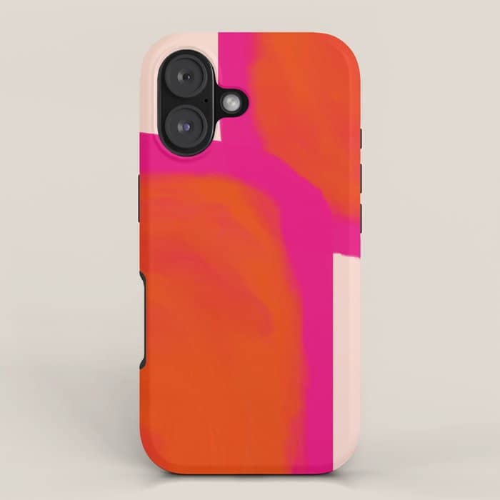 Touching Corners (Pink And Bold Orange) Iphone Case