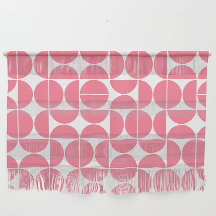 Mid Century Modern Geometric 04 Pink Wall Hanging