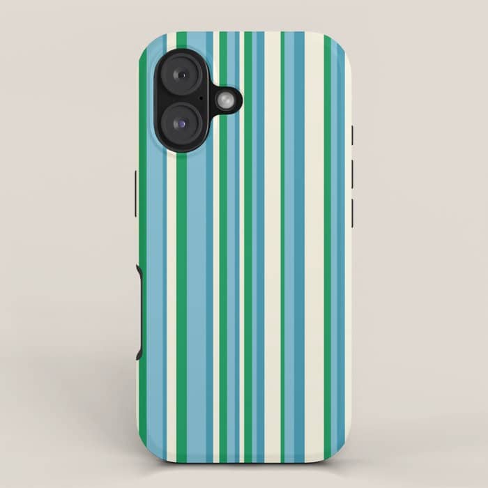 Classic Stripes Xxvii - Beachy Blue And Green Iphone Case