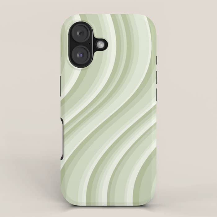 Wavy Stripes Xxi - Pastel Natural Green Iphone Case