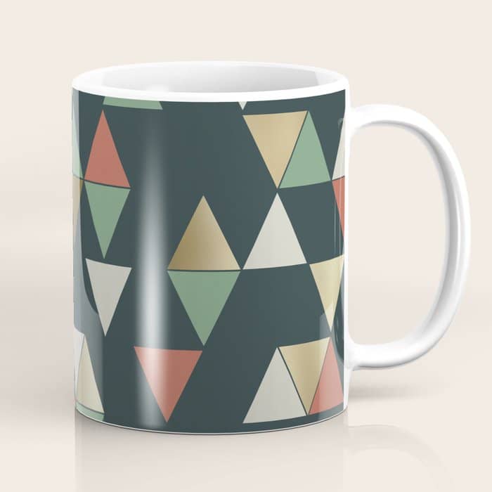 Geometric Prism, Green, Terracotta, Gold Coffee Mug