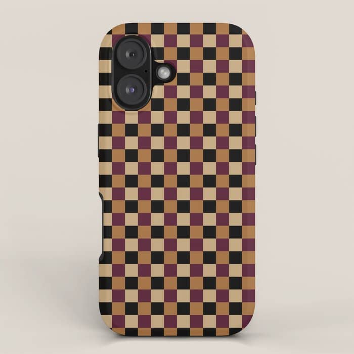 Checkered Multicolor Pattern X Black Orange Berry Iphone Case