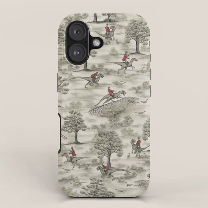 Not-So-Traditional English Fox Hunt With Dinosaurs Iphone Case