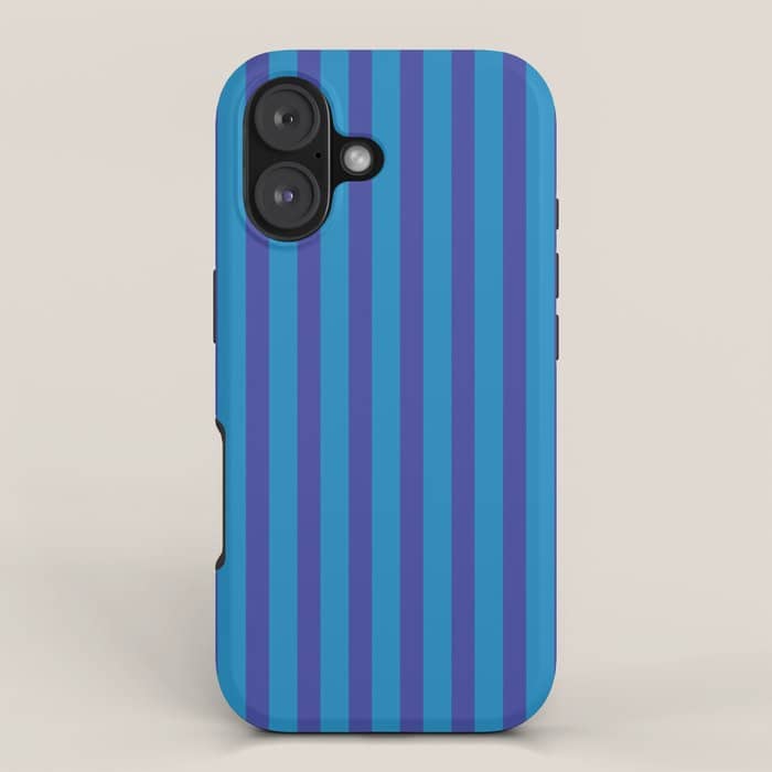 Bold Vertical Stripes In Double Blue Iphone Case