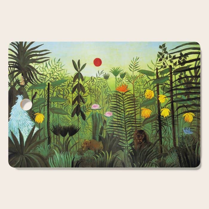 Henri Rousseau "Exotic Landscape With Lion And Lioness In Africa" Cutting Board