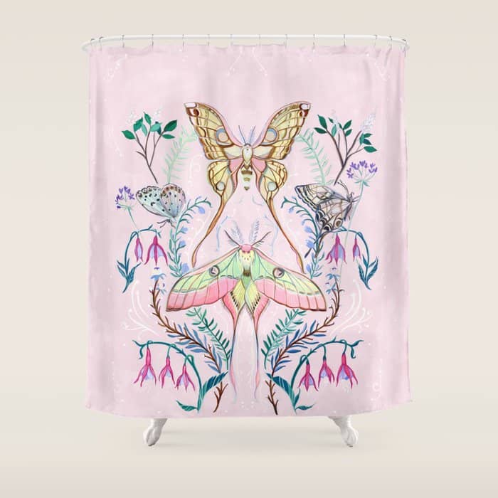 Chinese Moon Moth And Butterflies Shower Curtain