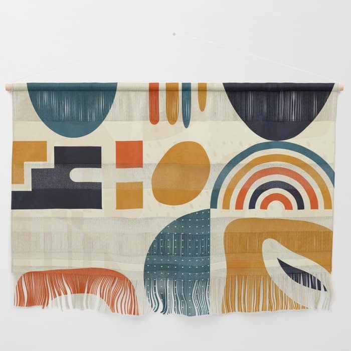 Mid Century Shapes Geometric Abstract Color 3 Wall Hanging
