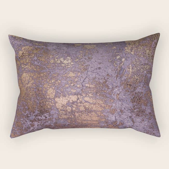 Purple And Copper Glamour Ink  Marble Texture Rectangular Pillow