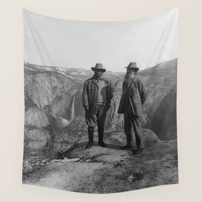 John Muir Teddy Roosevelt Yosemite National Park Wall Tapestry