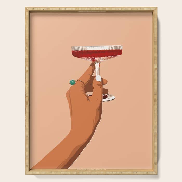 Cheers To Love, Laughter & Happily Ever After #Painting #Illustration Serving Tray