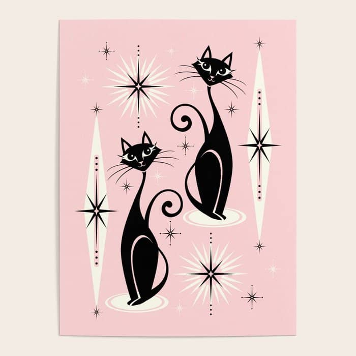 Mid Century Meow Retro Atomic Cats ©Studioxtine Poster