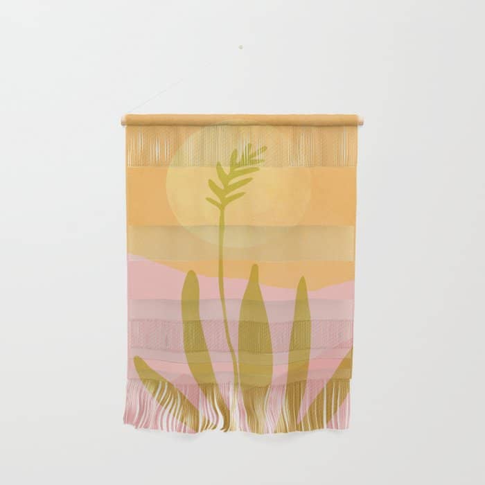 Golden Agave Desert Landscape Wall Hanging